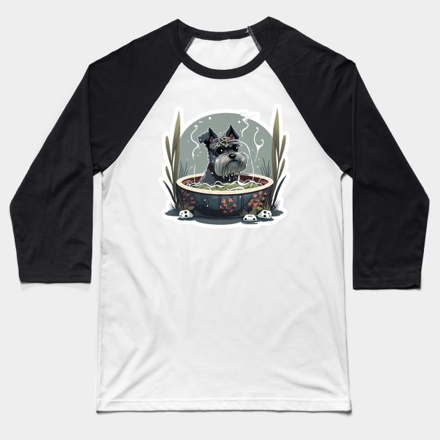 Schnauzer Noodle Hot Tub - Schnauzer Series Baseball T-Shirt by SLMGames